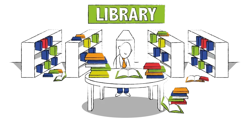 Studying in the library about casino